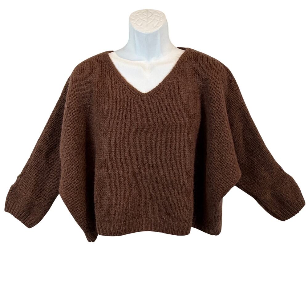 La Maison des Fibres Naturelles Chocolate Brown Mohair Colette Sweater  Size Med